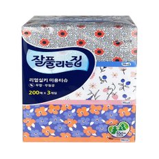 잘풀리는집 리얼 실키 미용티슈 200매 X 3개입 -O