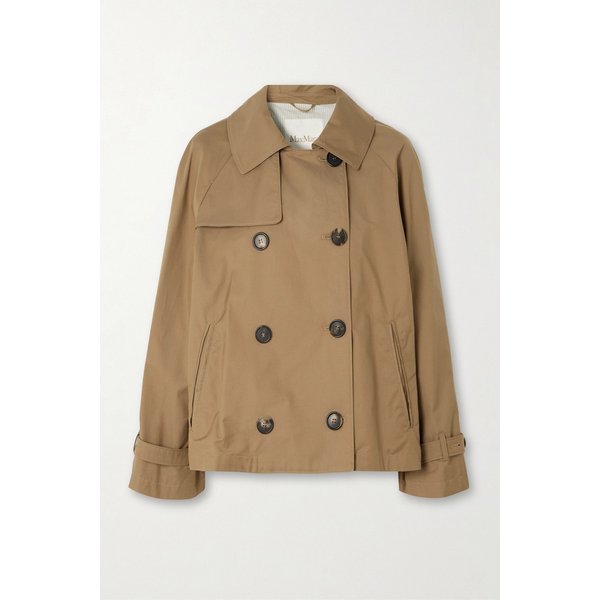 테소로 크롭 더블브레스트 코튼 블렌드 개버딘 트렌치 코트 46376663162954363