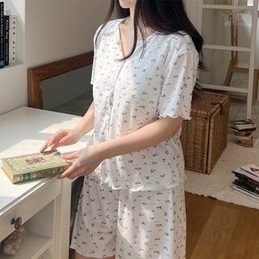 브라캡 내장 잔잔꽃 반팔 여름 잠옷 파자마 홈웨어