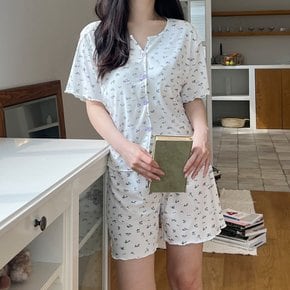브라캡 내장 잔잔꽃 반팔 여름 잠옷 파자마 홈웨어