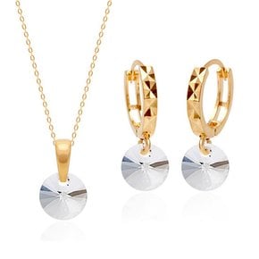 14K GOLD 스와로브스키 화이트 크리스탈 쥬얼리 2종 SET