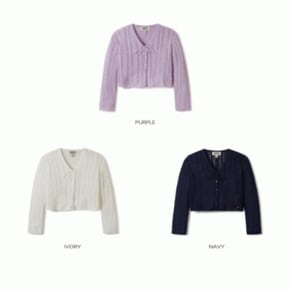 여성 케이블 부클 리본 가디건 / Cable Boucle Ribbon Cardigan_A WHCKE2332F