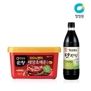 순창 태양초 현미 매운고추장 3kg + 햇살담은 자연숙성 맛간장 국찌개용 840ml x 1