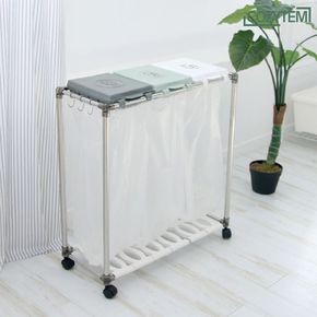 디오 분리수거대 3구 재활용 분리수거함 쓰레기 분리수거통 전용스티커 포함