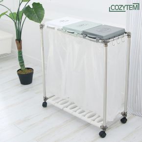 디오 분리수거대 3구 재활용 분리수거함 쓰레기 분리수거통 전용스티커 포함