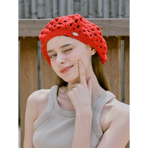 No.231 / Fruits Crochet Beret _ Red