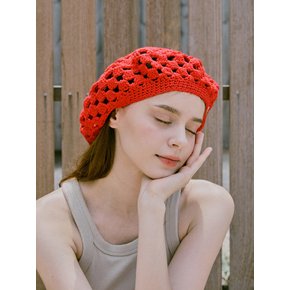 No.231 / Fruits Crochet Beret _ Red