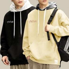 후드티 배색 오버핏 긴팔 남녀공용 홈웨어 데일리 루즈핏 상의