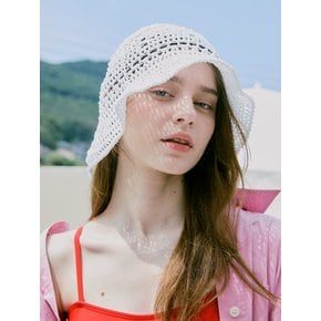 No.215 / Lily Metallic Crochet Wide Bucket Hat _ Aurora
