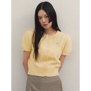 퍼프 라운드넥 가디건_Yellow