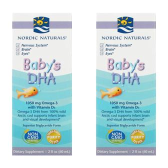 노르딕내추럴 [해외직구] Nordic Naturals 노르딕내추럴 베이비 DHA 비타민 D3 1050mg 60ml 2팩