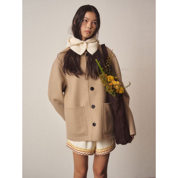 W Cashmere Blend Handmade Patchpoket Jacket_Beige