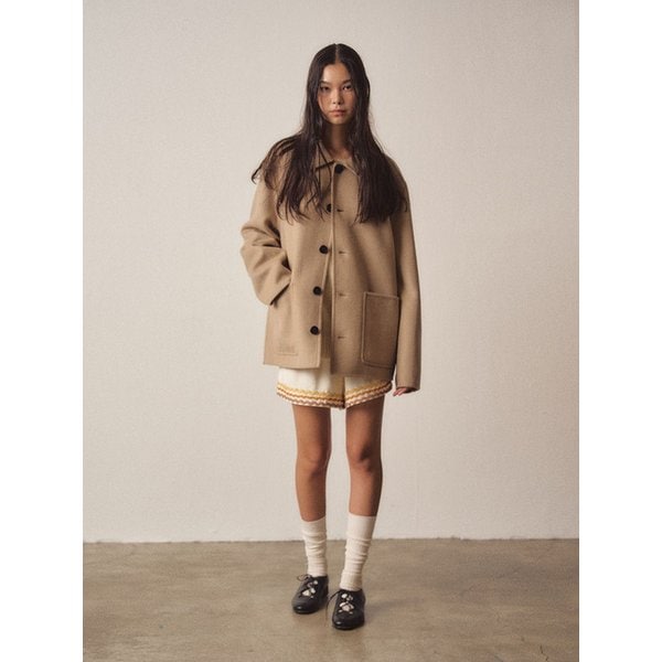 W Cashmere Blend Handmade Patchpoket Jacket_Beige