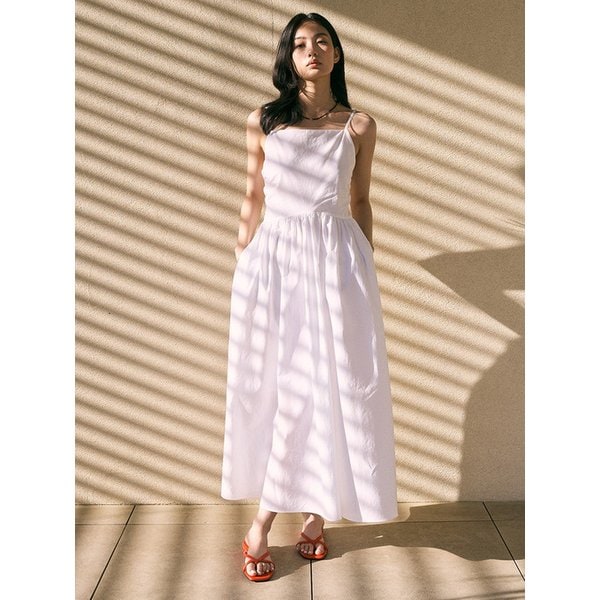 [SPNK] 셔링 롱 드레스_화이트