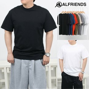 16수 세미오버핏 반팔티 무지 면 빅사이즈 티셔츠