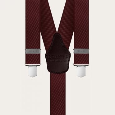 일모로 이태리 부르끌레 멜빵 신축성 Y자형 STRIPED SATIN BURGUNDY - YR36CG438RS