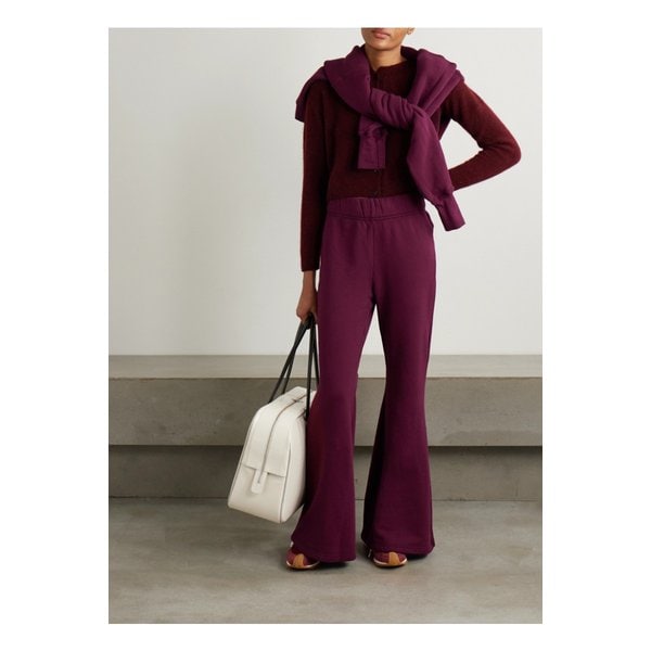 코튼 저지 플레어 트랙 팬츠 버건디 1647597349146023