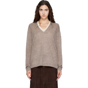 그레이 파인 로우 브이넥 스웨터 AW26T3014Y324 Grey Melange Gm01