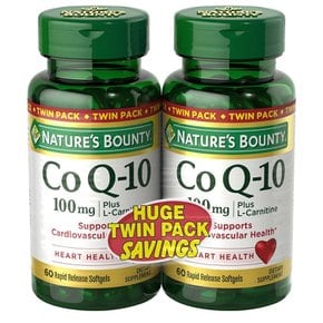 [해외직구]네이쳐스 바운티 코큐텐 카르니틴 100mg 60소프트젤 2팩/ Nature`s Bounty CoQ10 L-Carnitine