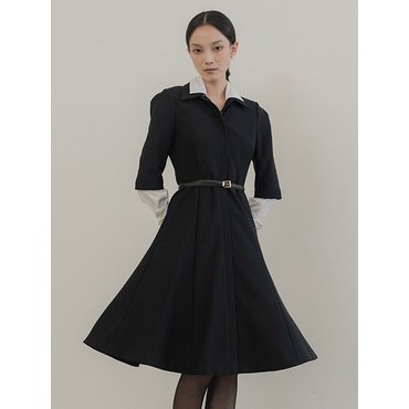 드팜므 CLASSY FIT AND FLARE JIP UP MIDI  DRESS