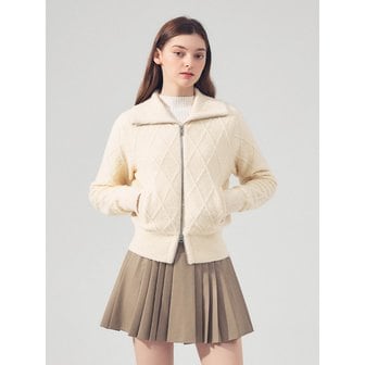 로드로아르 [LEFJB88BK] 케이블 방풍 집업 니트 CREAM