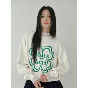 CLOVER NEEDLEWORK SWEATSHIRT-IVORY GREEN