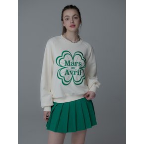 CLOVER NEEDLEWORK SWEATSHIRT-IVORY GREEN