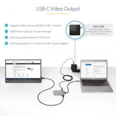 스타테크닷컴 USB-C 3.2 1세대 (10Gbps) 3x USB-A + 1x USB-C4K60Hz DP 알트 파워 딜리버리 PD