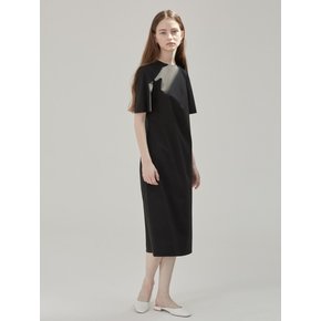 PLEATED DRAPE DRESS - BLACK