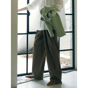 Code two pintuck wide slacks - beige