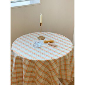 베지 크래커 빈티지 체크 테이블보