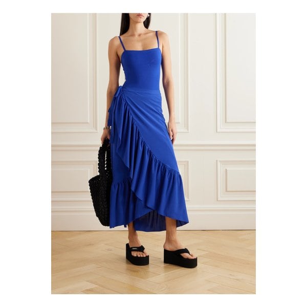 에레스 레 에센셜 줄리아 러플 스트레치 크레이프 파레오 인디고 블루 1647597334117646