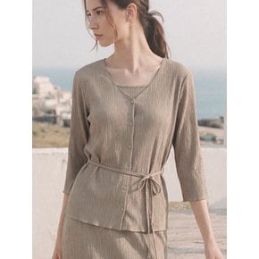 GRACENE PLEATS CARDIGAN SET (TAUPE)