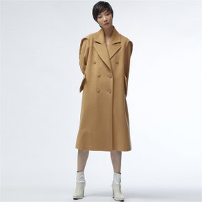 [쿠만] Ochre structure double breast wool blend coat