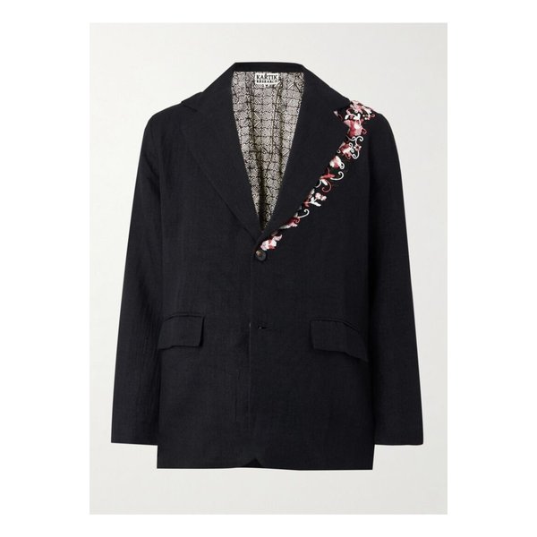 카틱 리서치 장식 리넨 캔버스 블레이저 블랙 1647597353378678