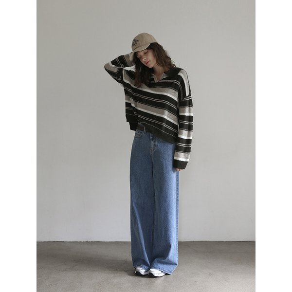 [리퍼브]Bridge wide Jeans_BLUE