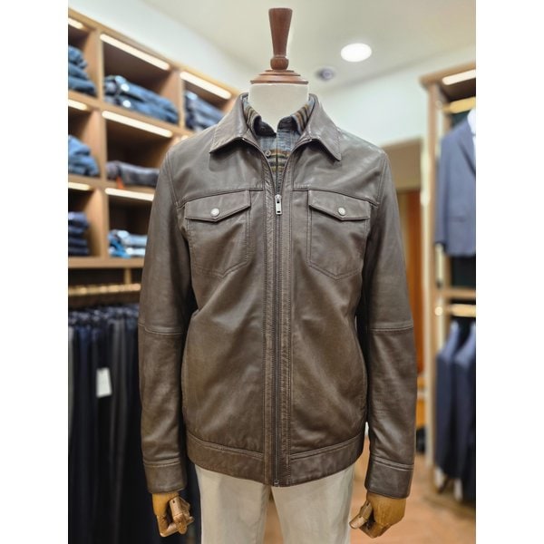 [여주점] 코오롱 브렌우드 남성 볼더레더 세미베지터블 양가죽 트러커 점퍼 BRUDA25111GYD
