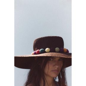ZARA 자라 우먼 크로셰 볼 모자 브라운 0653012700 0653012 1236622