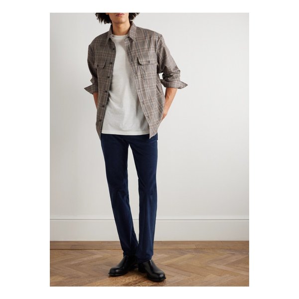 브리오니 마리벨 슬림핏 테이퍼드 코튼 혼방 코듀로이 팬츠 블루 46376663162851138