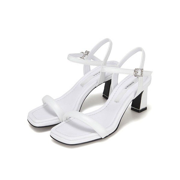 [파주점] 양가죽 스퀘어토 발목스트랩 여성 힐 샌들6CM (BBG404)