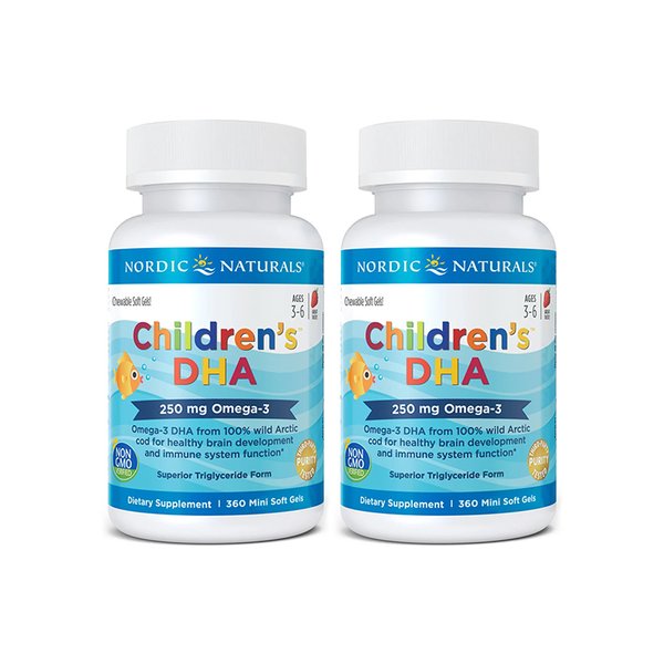 노르딕 내추럴스 어린이 오메가3 키즈 영양제 딸기맛 360미니츄어블 X 2통