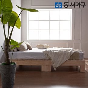 로제 무헤드 편백나무 원목 슈퍼싱글 SS 침대+본넬 매트리스 DF640369