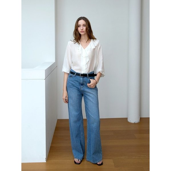 텐셀 러플 브이블라우스