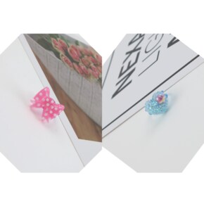 국산 KC 인증 유아동 리본 / 하트 반지 프리사이즈 여아 패션 쥬얼리 반지   0981