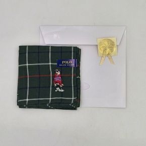 곰돌이 자수 체크 손수건 158360911