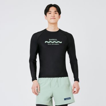 배럴 맨 리조트 스탠다드핏 웨이브 래쉬가드 블랙 (B3SMWRG009BLK)