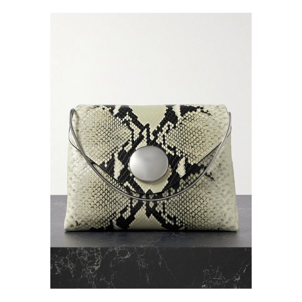 보비 스네이크 이펙트 가죽 숄더 백 뉴트럴