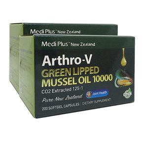 뉴질랜드 메디플러스 아스로브이 초록입홍합 오일 MediPlus Arthro-V 10000 200캡슐 2개