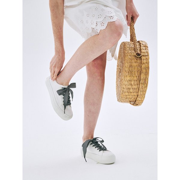 GINGHAM CHECK RIBBON SHOELACE_BLACK