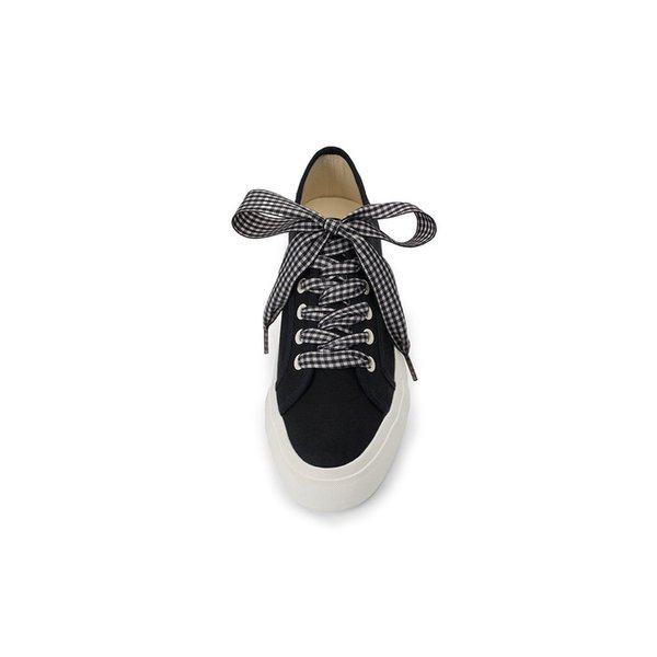 GINGHAM CHECK RIBBON SHOELACE_BLACK